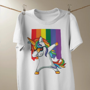 Camiseta Orgulho gay LGBT Rainbow Unicorn Dabber