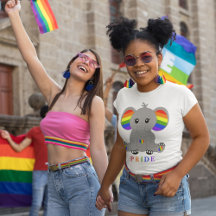 Orgulho gay LGBTQ - elefante giro com bandeira arc