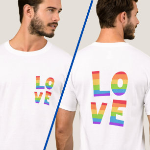 Camiseta Orgulho gay LGBTQ Impressão duplo do Rainbow LOVE