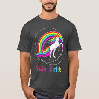 Camiseta Orgulho gay LGBTQ Queer Unicorn do Botão do Tres