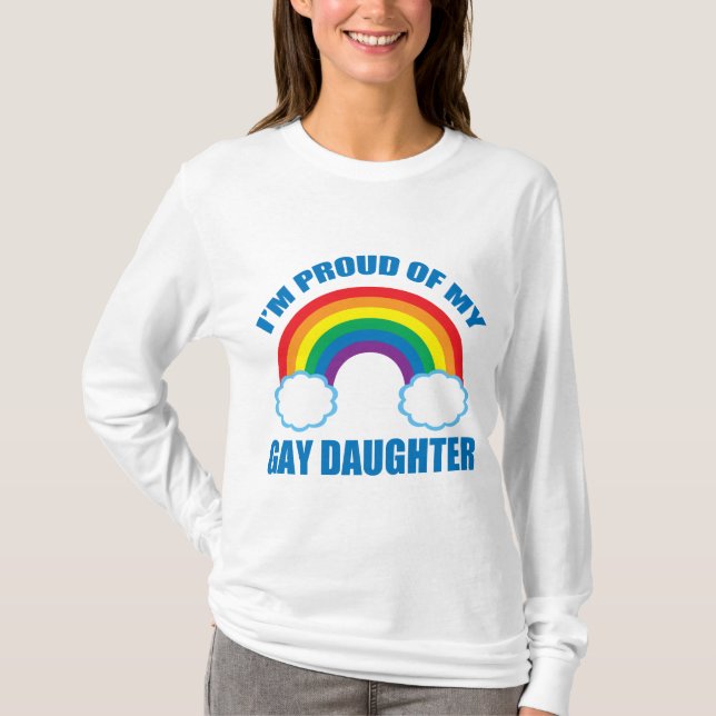 Camiseta orgulho gay Mãe, estou orgulhosa da minha filha Ra (Frente)