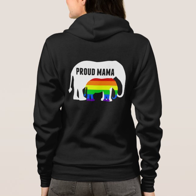 Camiseta Orgulho gay Mãe Orgulhosa Elefante Rainbow LGBTQ (Verso)