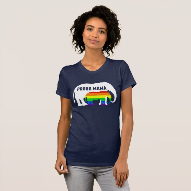 Camiseta Orgulho gay Mãe Orgulhosa Elefante Rainbow LGBTQ (Frente Completa)