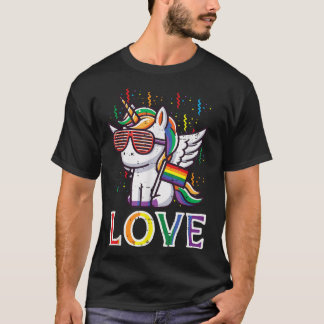 Camiseta Orgulho gay Mês de Amor Unicorn Lgbtq Ally Rainbow