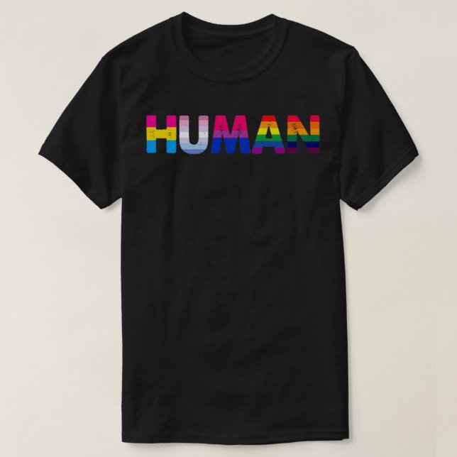 Camiseta ORGULHO GAY Mês de Bandeira LGBT HUMANA Transgêner (Frente do Design)