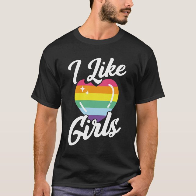 Camiseta Orgulho gay Mês LGBT Eu Gosto De Meninas (Frente)