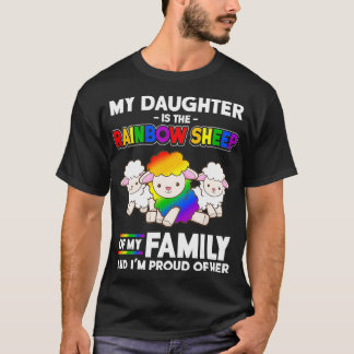 Camiseta orgulho gay mês Mãe Minha Filha É Ovelha Arco-Íris