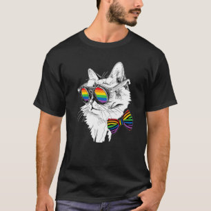 Camiseta Orgulho Gay Óculos de Sol Gato Lgbt Bissexual Gay 