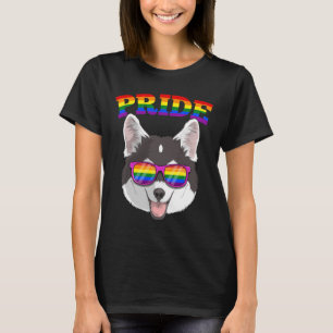 Camiseta Orgulho gay Pomsky Dog Rouco Misturado Pomeraniano