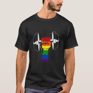 Camiseta Orgulho gay Rainbow Barbell Gym Lgbt Malhação Work