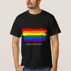 Camiseta Orgulho gay Rainbow Equality Love Wins Retro Strip