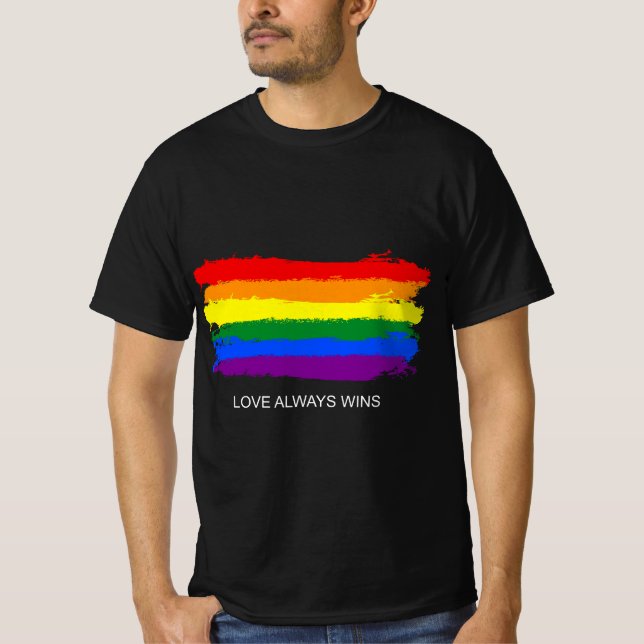 Camiseta Orgulho gay Rainbow Equality Love Wins Retro Strip (Frente)