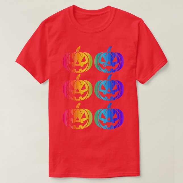 Camiseta Orgulho gay Rainbow Happy Halloween Pumpkin Jack O (Frente do Design)