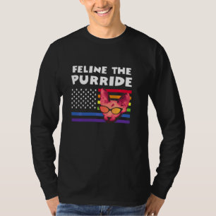 Camiseta Orgulho gay Rainbow Lgbt Feline O Purride Cat Amer