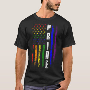 Camiseta Orgulho gay Retro Americano Flag Rainbow LGBT Prin