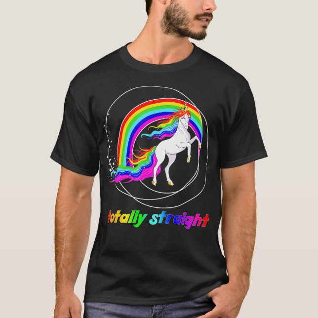 Camiseta Orgulho gay Sarcástico Totalmente Hetero LGBTQ U (Frente)