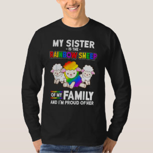 Camiseta Orgulho gay Sister é Rainbow Sheep da Família LGBT