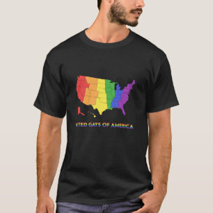 Camiseta Orgulho Gay Unidos da América LGBT Rainbow USA Fun