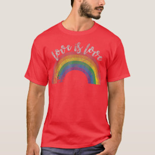 Camiseta Orgulho gay Vintage Rainbow LGBT Love Is Love T-Sh