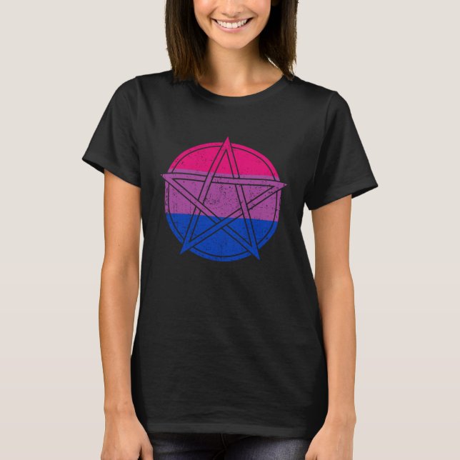 Camiseta Orgulho Gótico Bissexual Wicca Witchcraft Petagram (Frente)