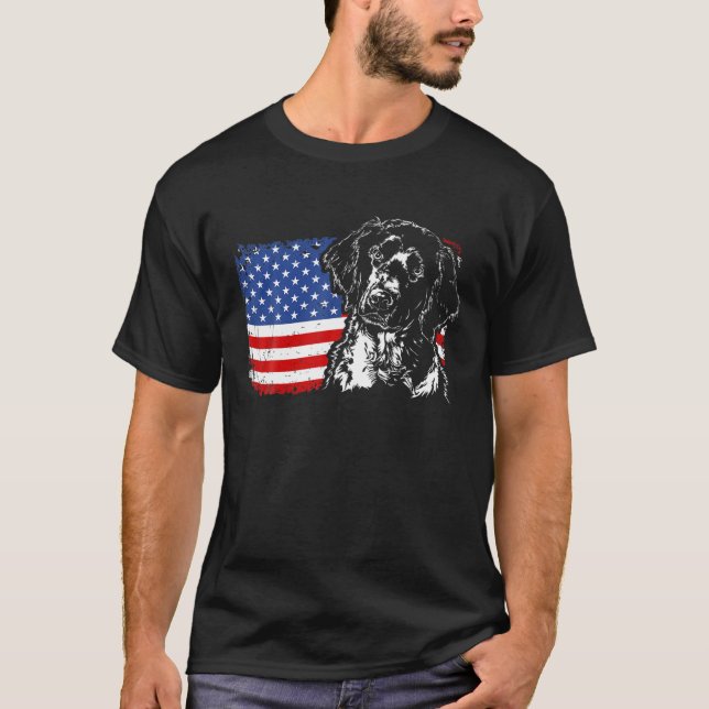 Camiseta Orgulho Grande Munsterlander Bandeira Americana Pa (Frente)