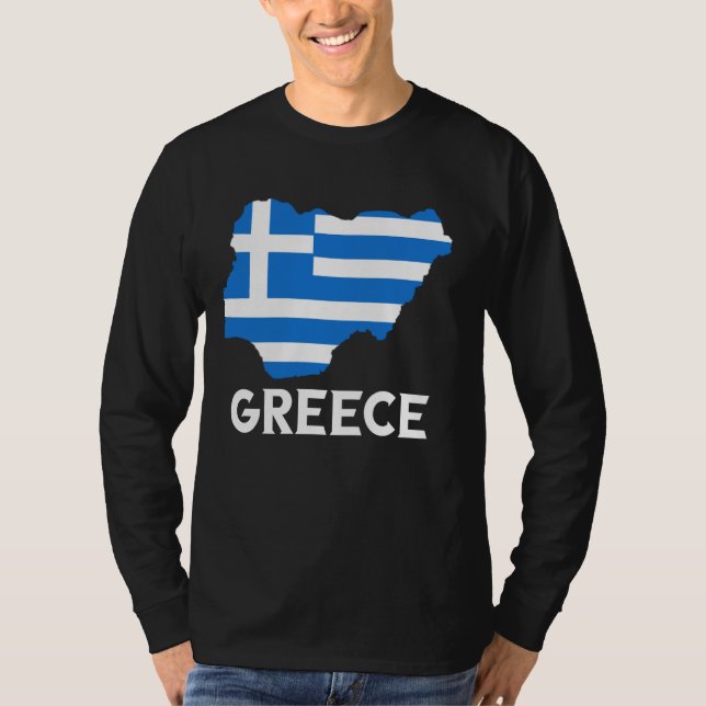 Camiseta Orgulho Grego Helênico Helenos Bandeira Mapa Gréci (Frente)