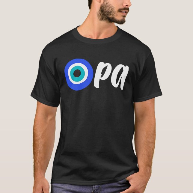 Camiseta Orgulho Grego OPA Mau Eye Hellas Grécia Mãe (Frente)