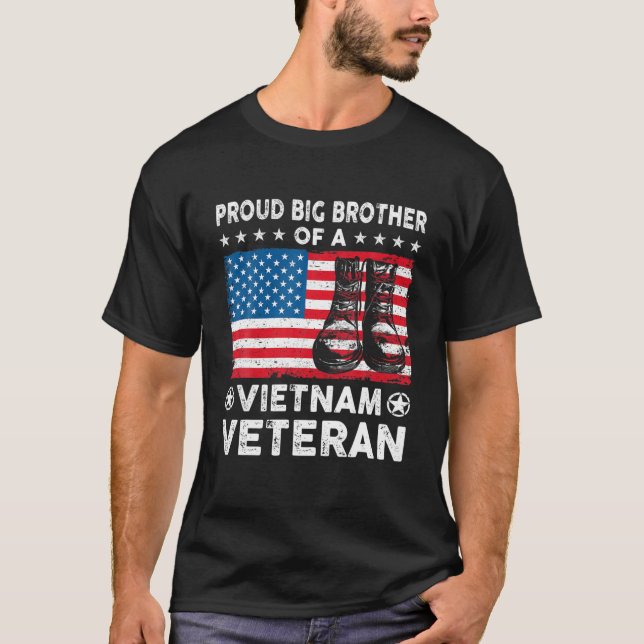 Camiseta Orgulho Irmão Grande do Vietname Veterano EUA Flag (Frente)