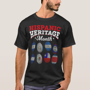 Camiseta Orgulho Latino Impressão Digital Mês Nacional da H
