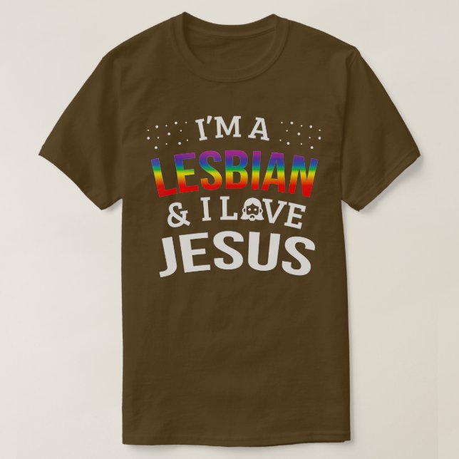 Camiseta Orgulho Lésbica gay Sou Lésbica Eu Amo Jesus (Frente do Design)