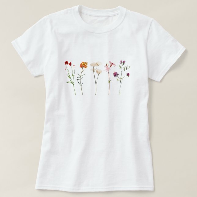 Camiseta Orgulho Lésbico de Flor Silvestre (Frente do Design)