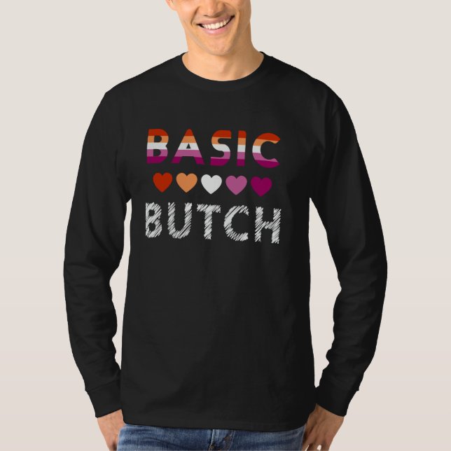 Camiseta Orgulho Lésbico Engraçado pelo Butch Básico com Co (Frente)