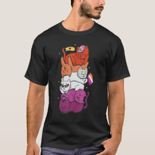 Camiseta Orgulho Lésbico Gato LGBT Bandeira Gay Fofa Pilha