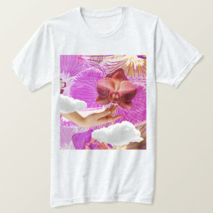 Camiseta Orgulho Lésbico Orquídea Rosa Estética Sapphic WLW