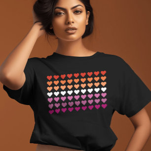 Camiseta Orgulho Lésbico Sinalizador Corações Meninas Bonit