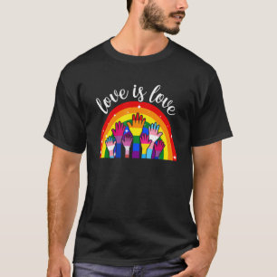 Camiseta Orgulho Lgbt Amor É Amor Arco-Íris Bandeira Transg