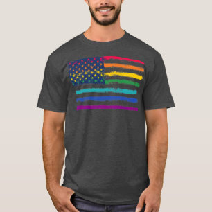 Camiseta Orgulho LGBT Arco-Íris Bandeira Americana