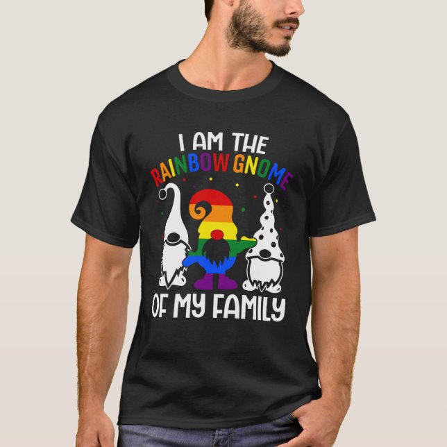 Camiseta Orgulho LGBT Arco-Íris Eu sou o Gnomo Arco-Íris do (Frente)