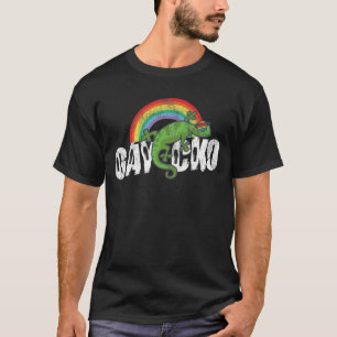 Camiseta Orgulho LGBT Arco-Íris Gaycko Gecko Lizard Retro