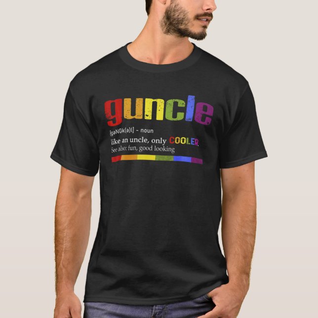 Camiseta Orgulho LGBT de Definição de Mens Guncle - Teto Pa (Frente)