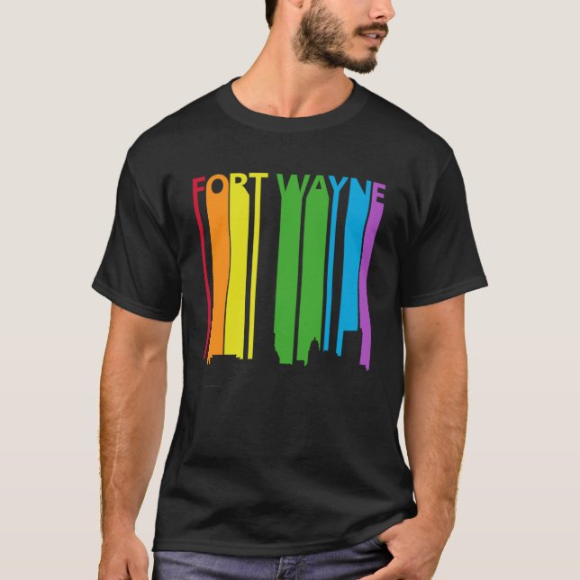 Camiseta Orgulho LGBT de Fort Wayne Skyline (Frente)