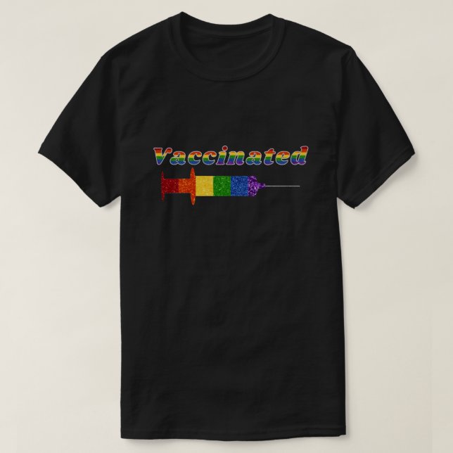 Camiseta Orgulho LGBT do Arco-Íris Vacinado (Frente do Design)