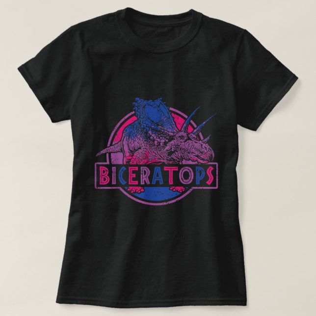 Camiseta Orgulho LGBT do Dinossauro Bissexual (Frente do Design)