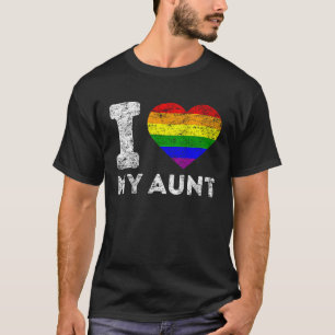 Camiseta Orgulho LGBT Eu Amo Minha Tia Rainbow Sinalizador