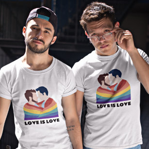 Camiseta Orgulho LGBT Gay Amor É Amor Os Homens Enfrentam A
