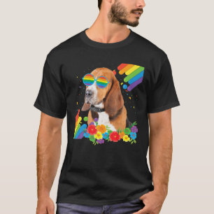Camiseta Orgulho LGBT Gay Basset Hound Dog Orgulho Arco-íri