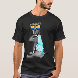 Camiseta Orgulho LGBT Gay Pitbull Eu adoro o Pai Tatuagem C