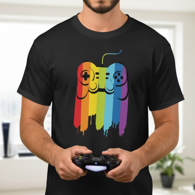 Camiseta Orgulho LGBT Gaymer Gamer Controle Moderno Arco-ír (Criador carregado)
