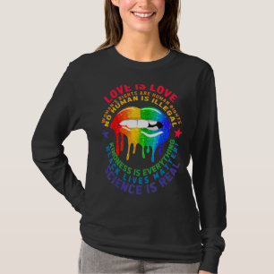 Camiseta Orgulho Lgbt Igualdade Blm Lábios Arco-Íris Lgbtq