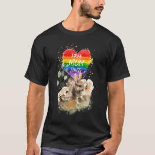 Camiseta Orgulho LGBT Mãe Coelho Bebê Bunny Abraços Grátis